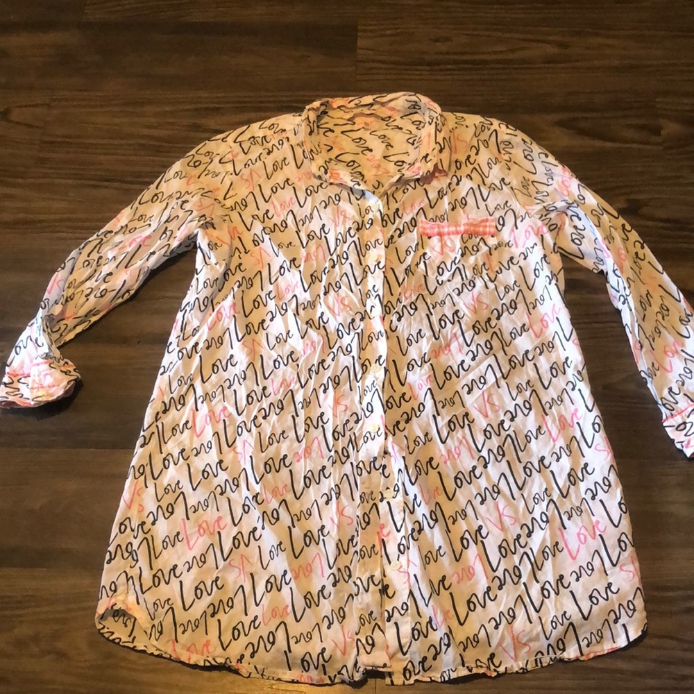 Used in excellent condition oversized VS Button up pajama shirt